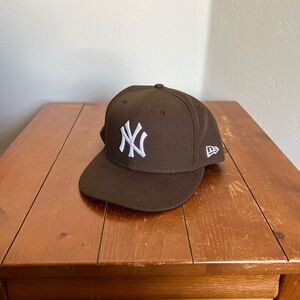 New Era Dark Brown Cap with White Yankees logo 7 1/2
